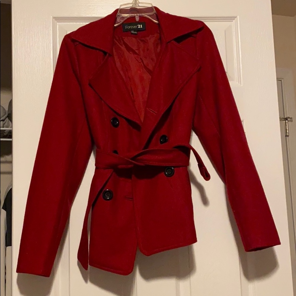Forever 21 red pea coat